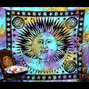 Tie dye Sun and Moon Tapestry